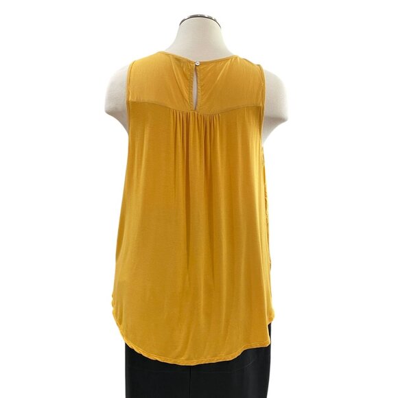 Ava Viv Yellow Tank Top 2X Boho Eyelet Embroidered Scallop Hem Flowy Festival - Picture 6 of 8